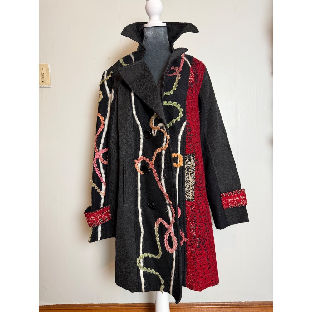 Artisan Patchwork Coat steampunk Crochet Embroidered jacket goth punk grunge L